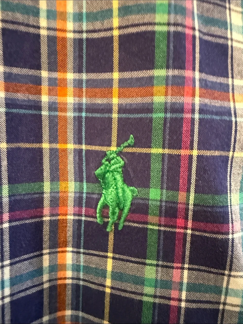 Polo by Ralph Lauren Boys Green & Navy Plaid Button-Down Shirt size L  14/16